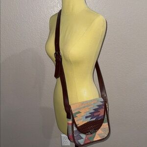 Laura Gayle Multicolor Aztec Patterned Crossbody Bag with Silver Accents